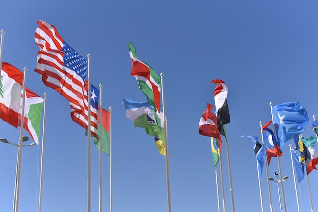 several flags from different countries